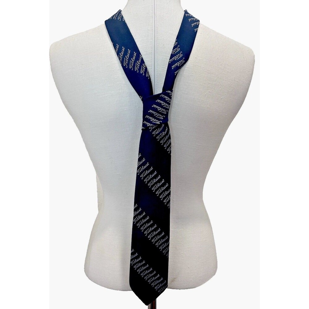 Vintage Titleist All Over Logo Necktie Golf Navy Blue Warden Brooks USA 3.5”